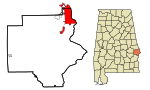 Russell County Alabama Incorporated and Unincorporated areas Phenix City Highlighted